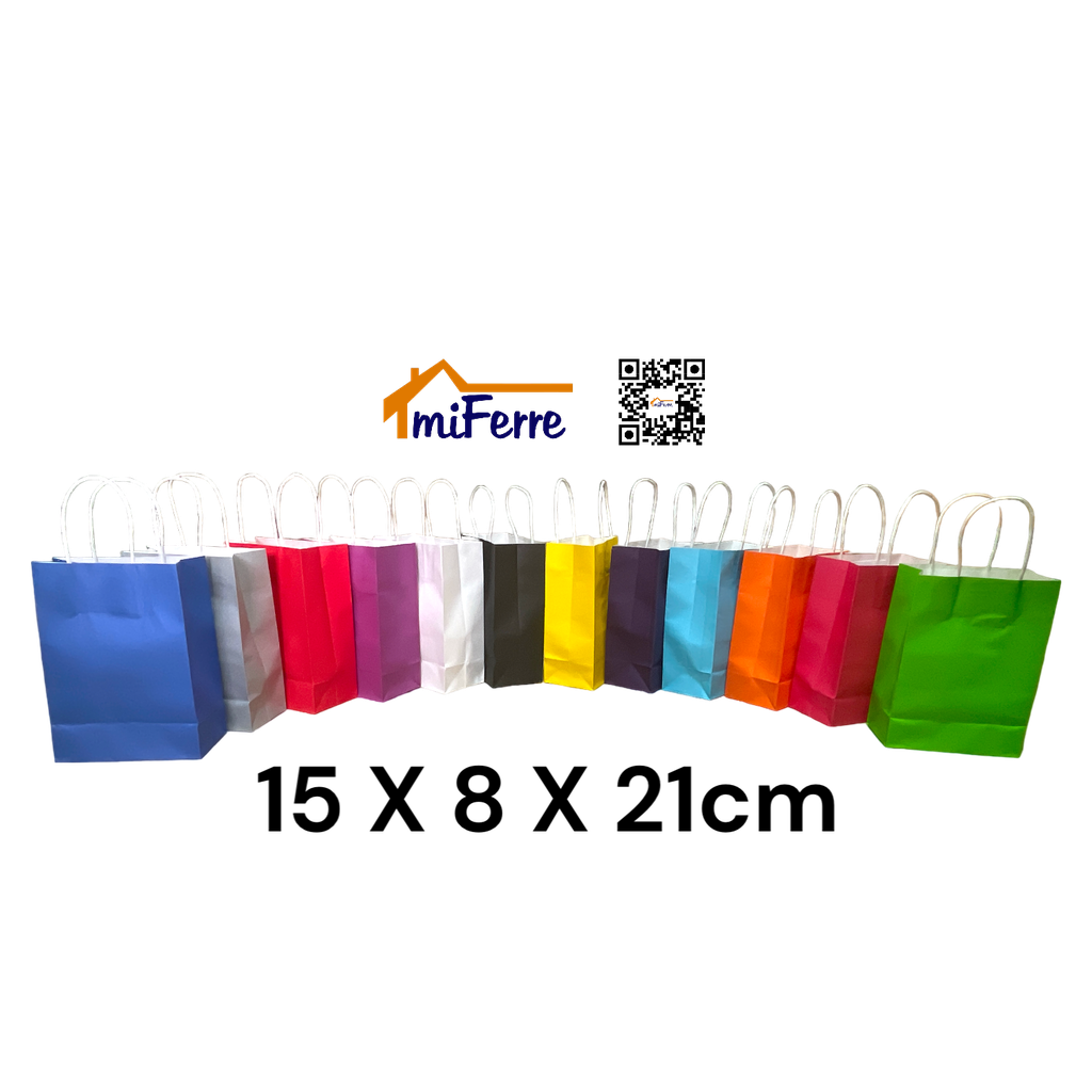 Bolsa de Manila de Colores 15 X 8 X 21cm 12pza