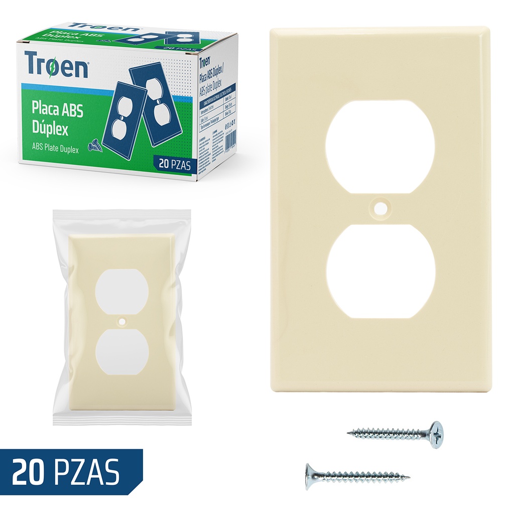 Tapa Plastica para Toma Doble Crema TROEN