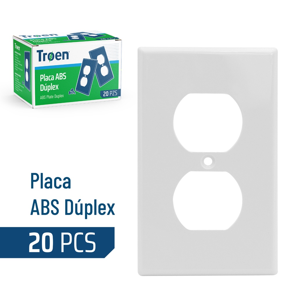 Tapa Plastica para Toma Doble Blanca TROEN