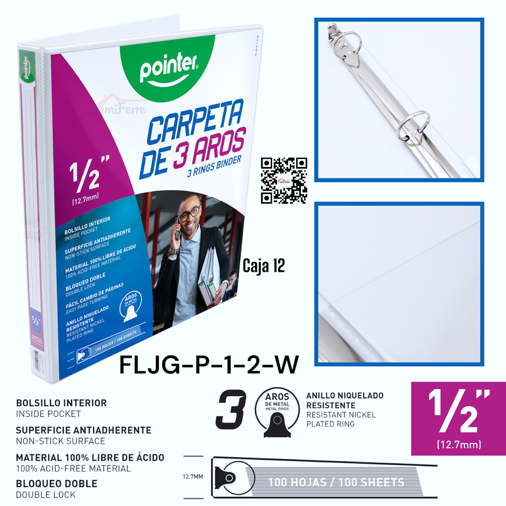Carpeta de 3 Aros 1/2" POINTER