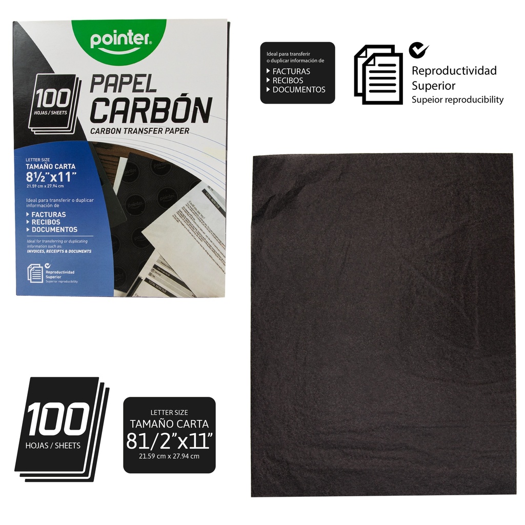 Papel Carbon 100hojas POINTER