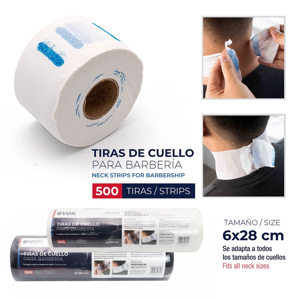 Tiras de Cuello para Barberia 5rollos EVOK
