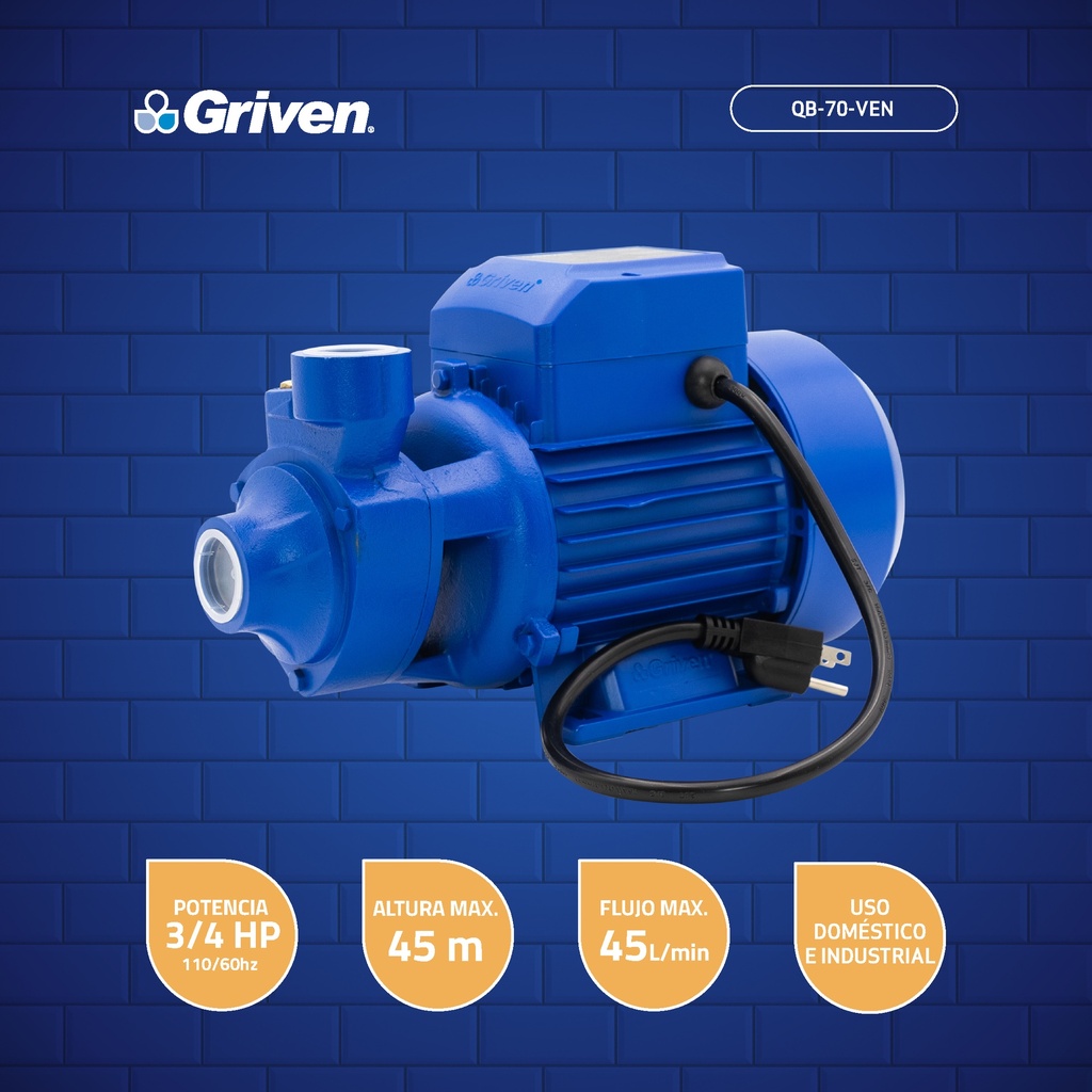 Bomba Periferica para Agua 3/4 HP GRIVEN