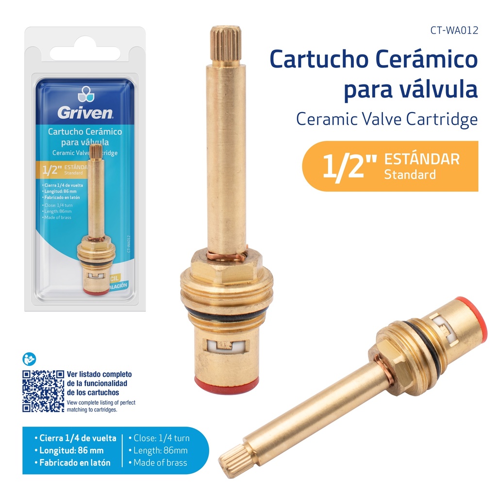 Cartucho Ceramico para Valvula 1/2" GRIVEN