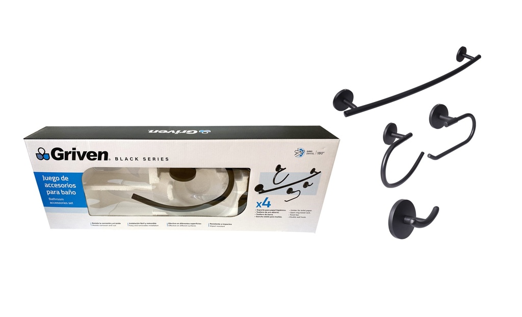 Juego de Accesorios para Baño 4pza GRIVEN Black Series