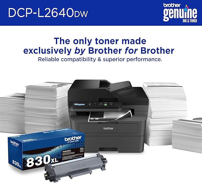 Brother DCP-L2640DW Wireless Compact Monochrome Multi-Function Laser Printer with Copy and Scan, Duplex, Mobile, Black & White