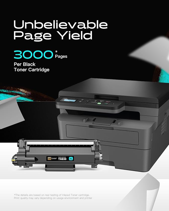 TN830XL Toner Cartridge (with Chip) Replacement for Brother TN830-XL TN-830 TN830 Compatible with HL-L2460DW DCP-L2640DW HL-L2400D HL-L2405W HL-L2460DWXL MFC-L2900DW Printers