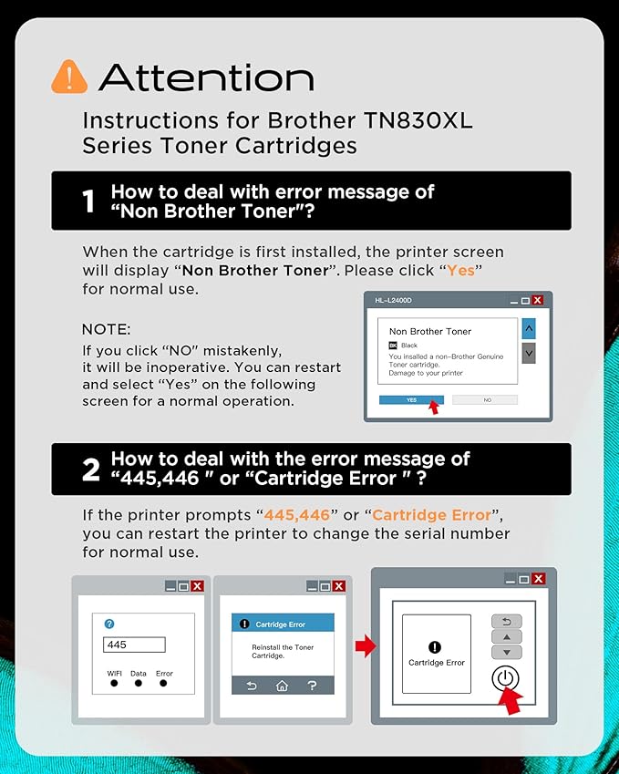 TN830XL Toner Cartridge (with Chip) Replacement for Brother TN830-XL TN-830 TN830 Compatible with HL-L2460DW DCP-L2640DW HL-L2400D HL-L2405W HL-L2460DWXL MFC-L2900DW Printers