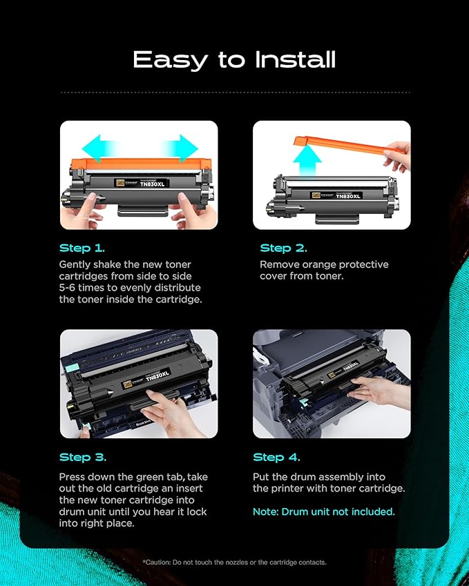 TN830XL Toner Cartridge (with Chip) Replacement for Brother TN830-XL TN-830 TN830 Compatible with HL-L2460DW DCP-L2640DW HL-L2400D HL-L2405W HL-L2460DWXL MFC-L2900DW Printers