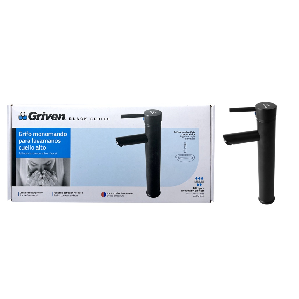 Grifo Monomando para Lavamanos Cuello Alto