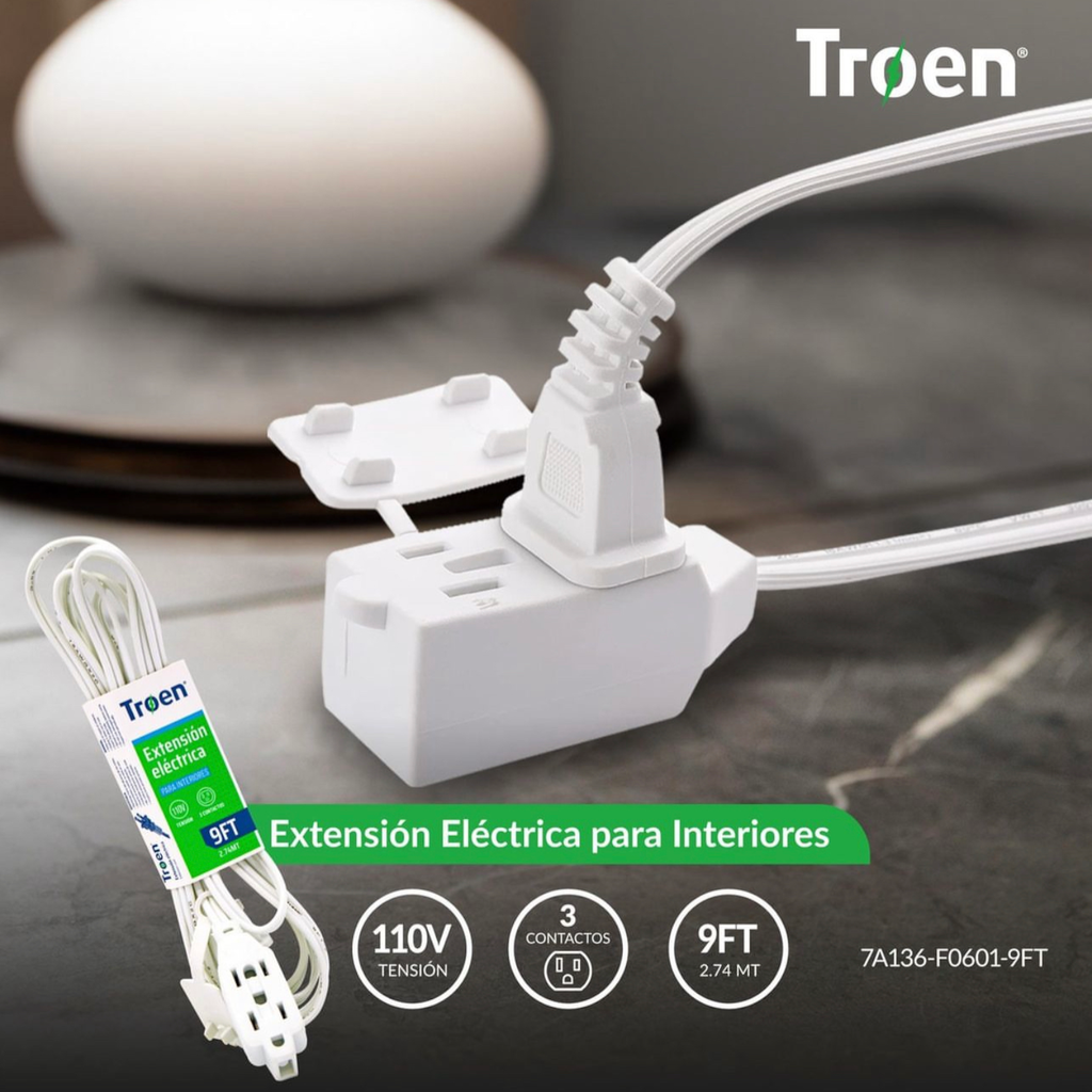 Extension Electrica Blanca 9ft TROEN