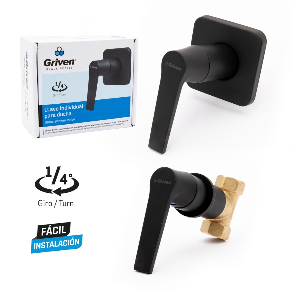 Llave Individual para Ducha GRIVEN Black Series