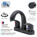 Grifo Central para Lavamanos Cuello Curvo GRIVEN Black Series