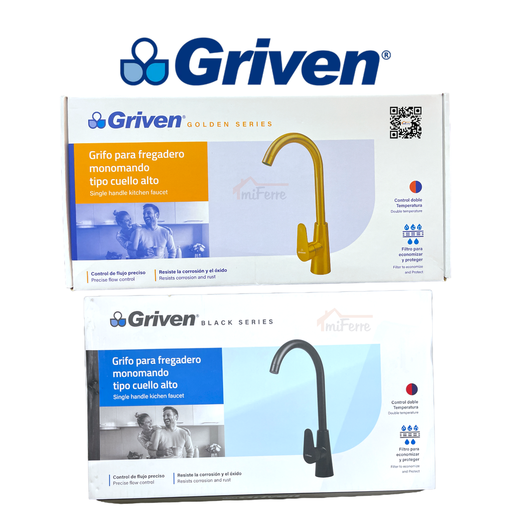 Grifo para Fregadero Monomando Tipo Cuello Alto GRIVEN Golden Series