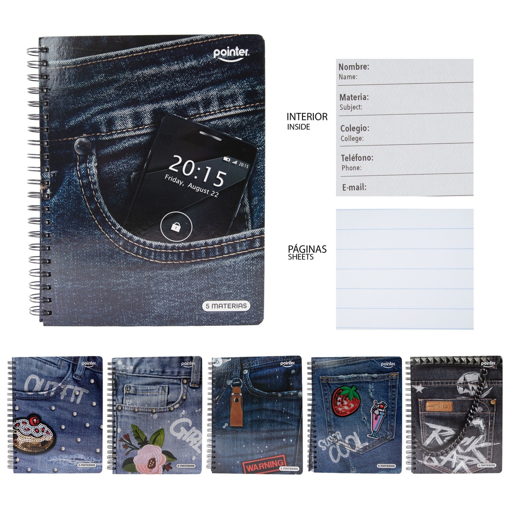 Cuaderno Espiral 5 Materias 320pag POINTER