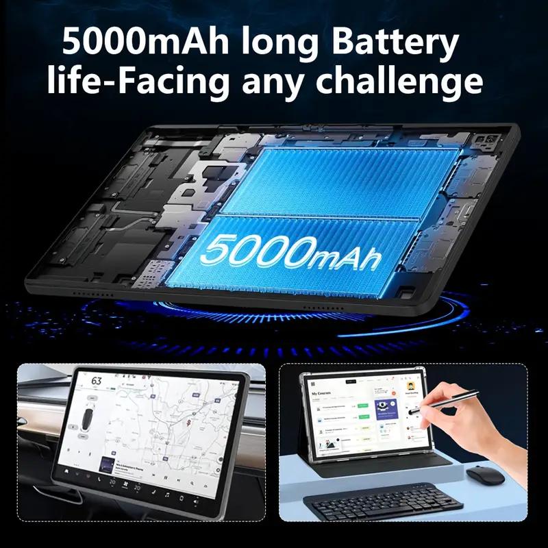 Tableta CRELANDER 10.1" 4G LTE, 12GB RAM, 512GB ROM, 2.4G/5G WiFi, Dual Camera, Keyboard % Mouse, Stylus, 1TB Expandable Storage, 5MP+13MP Camera, Battery, Tablet, Pad