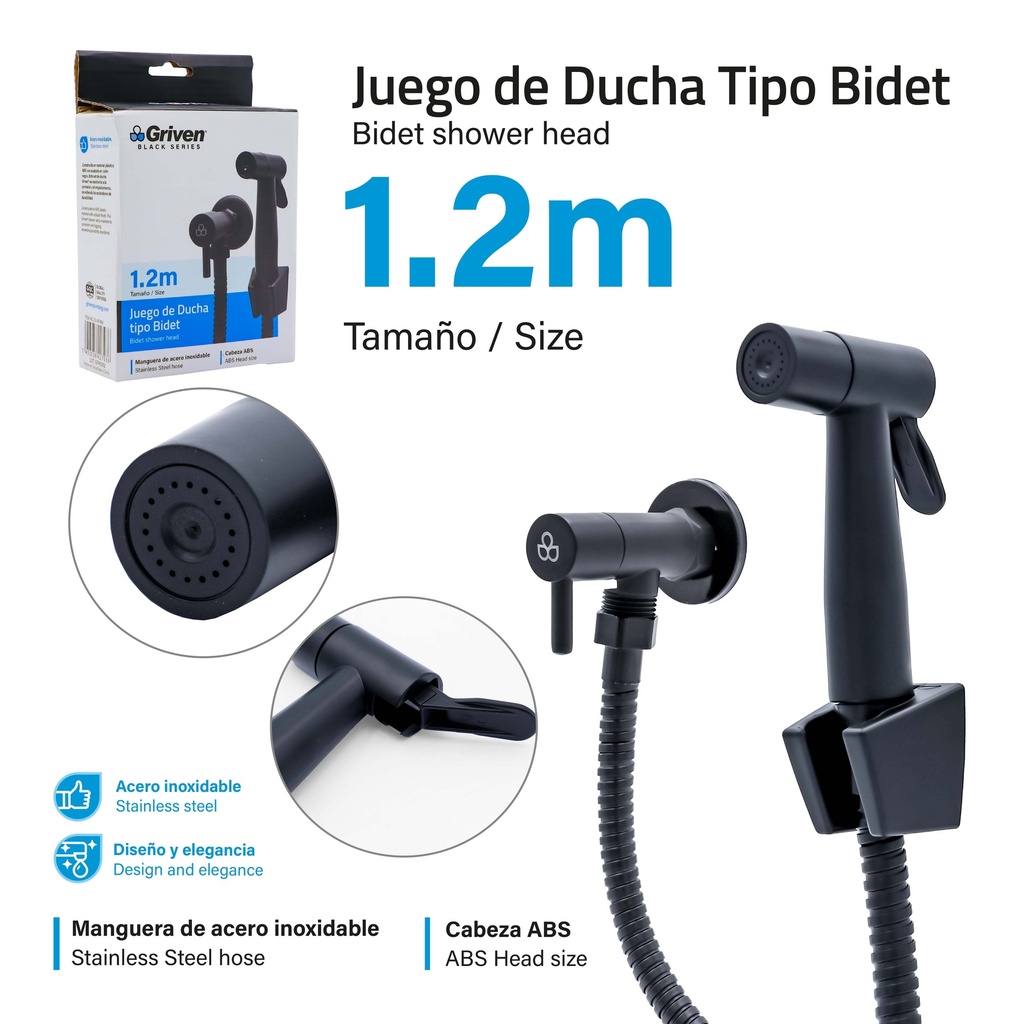 Juego de Ducha Tipo Bidet GRIVEN Black Series
