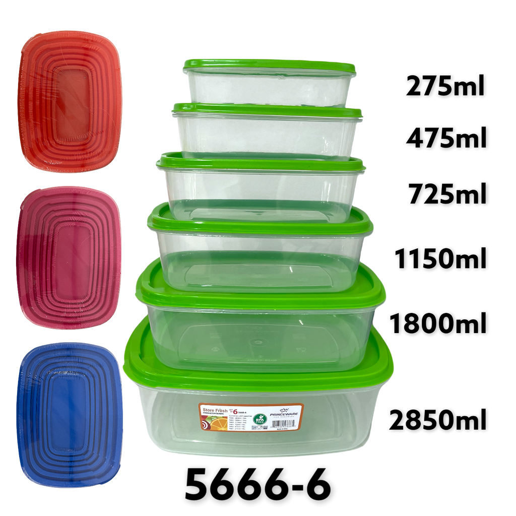 Envase Plastico para Comida 6pza PRINCEWARE