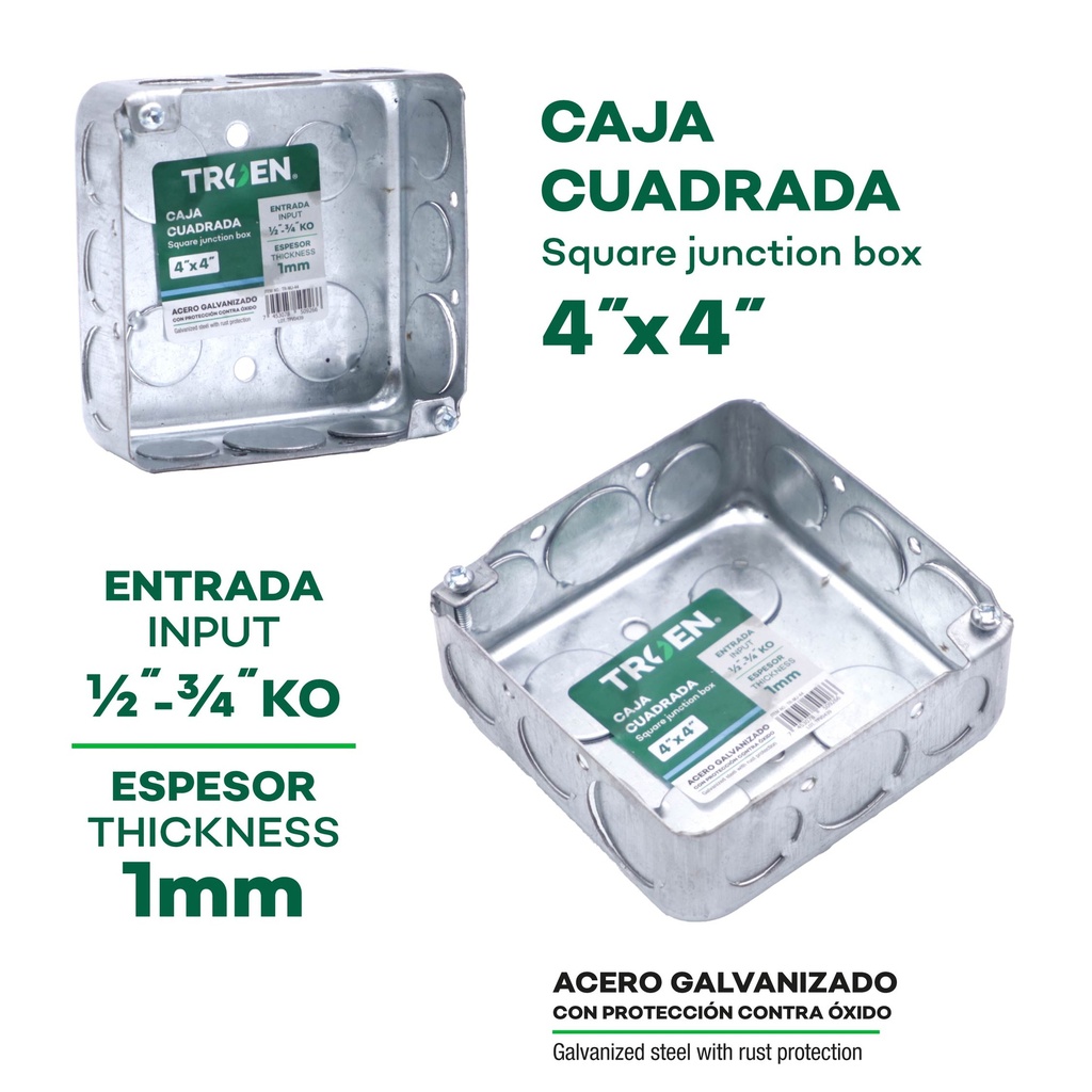 Cajilla Cuadrada 4 X 4" 1/2 - 3/4" TROEN
