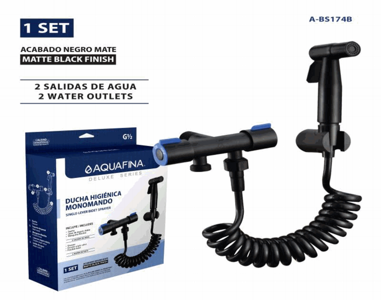 Ducha Higienica Monomando Negro AQUAFINA