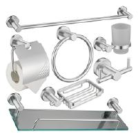 Set de Accesorios para Baño 7pza Plateado Brillante BAHIT Collection