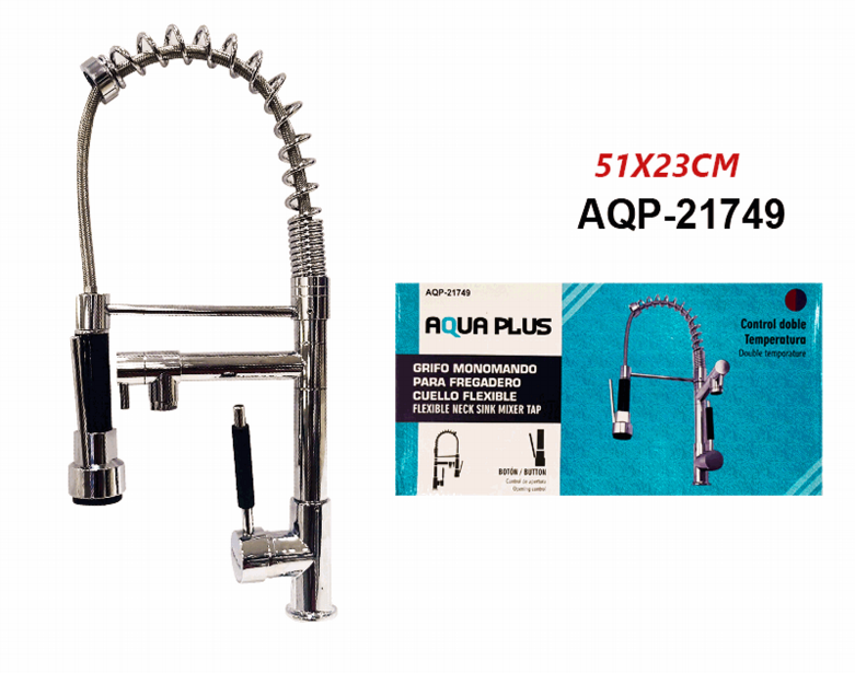 Grifo Monomando para Fregadero Cuello Flexible AQUA PLUS