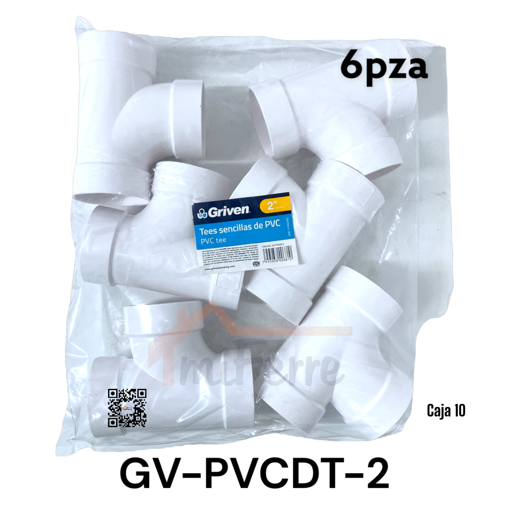 Te PVC 2" 6pza GRIVEN