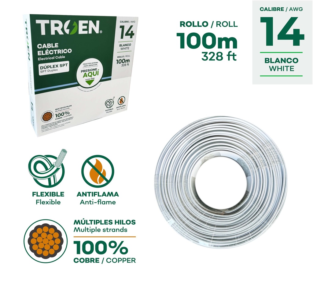 Cable Electrico Duplex STP #14 X 100m TROEN