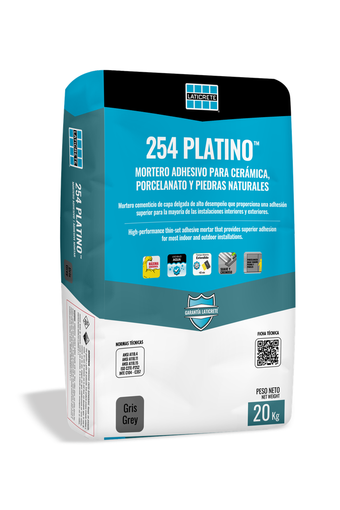 Pegamento LATICRETE 254 Platino 20Kg Gris