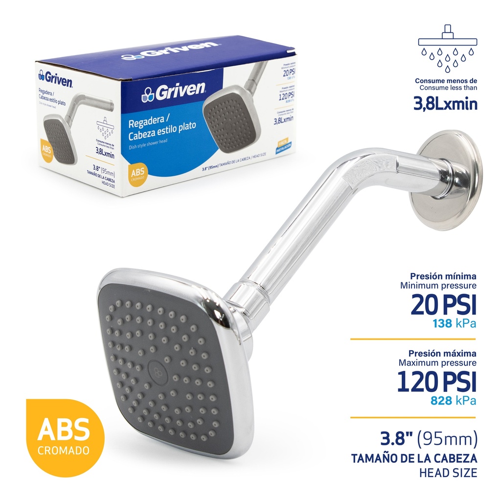 Regadera Cabeza Estilo Plato GRIVEN