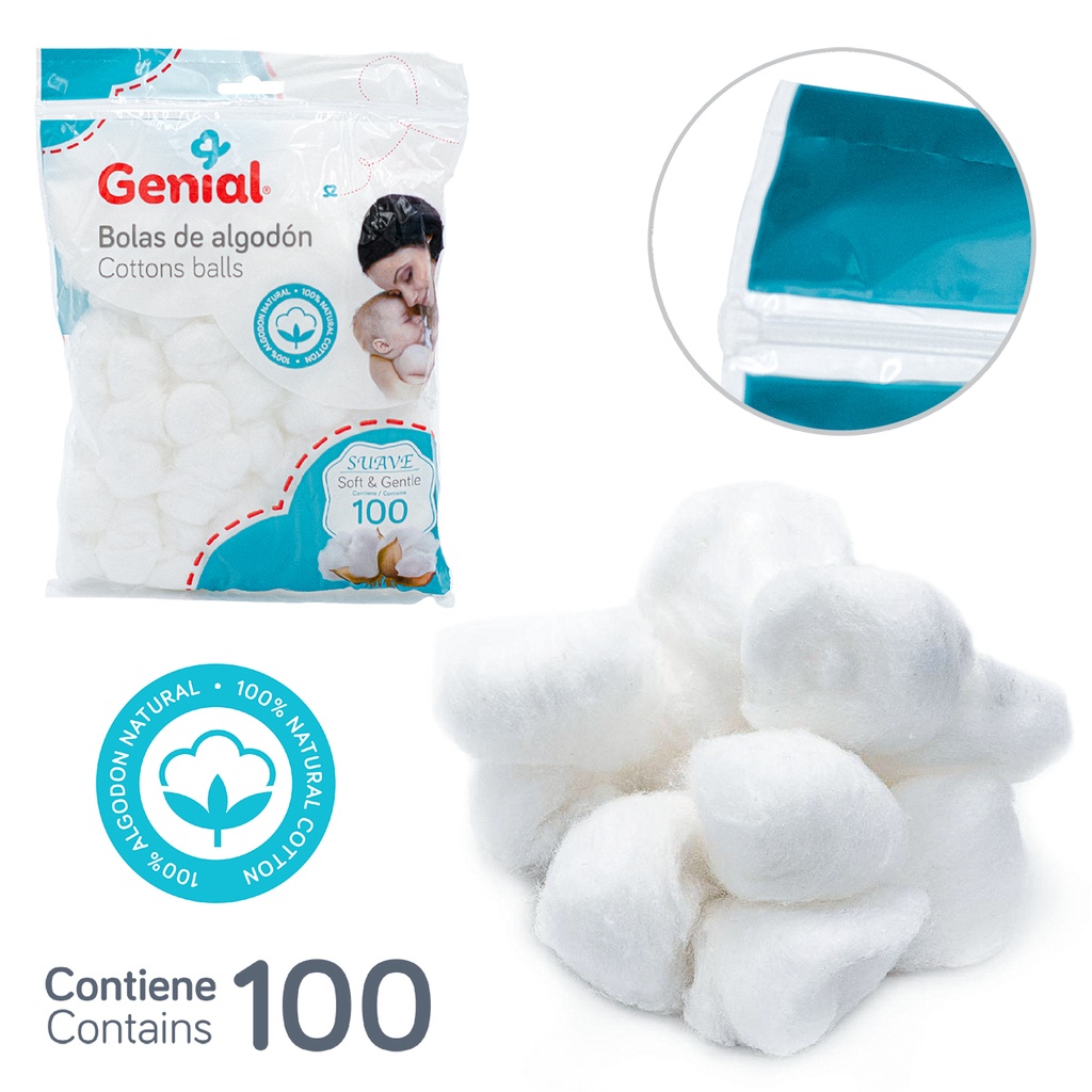 Bolas de Algodon 100pza GENIAL