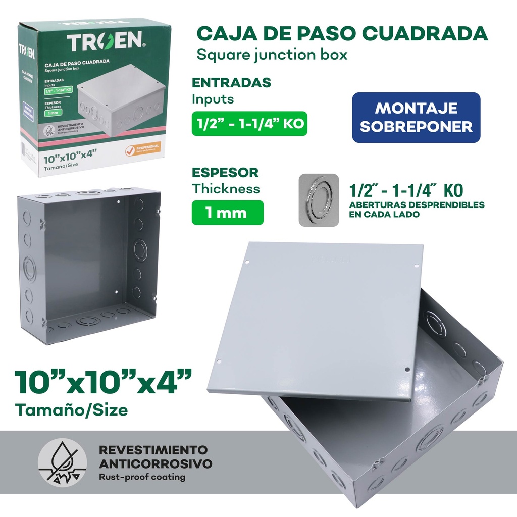 Caja de Paso 10 X 10 X 4" TROEN