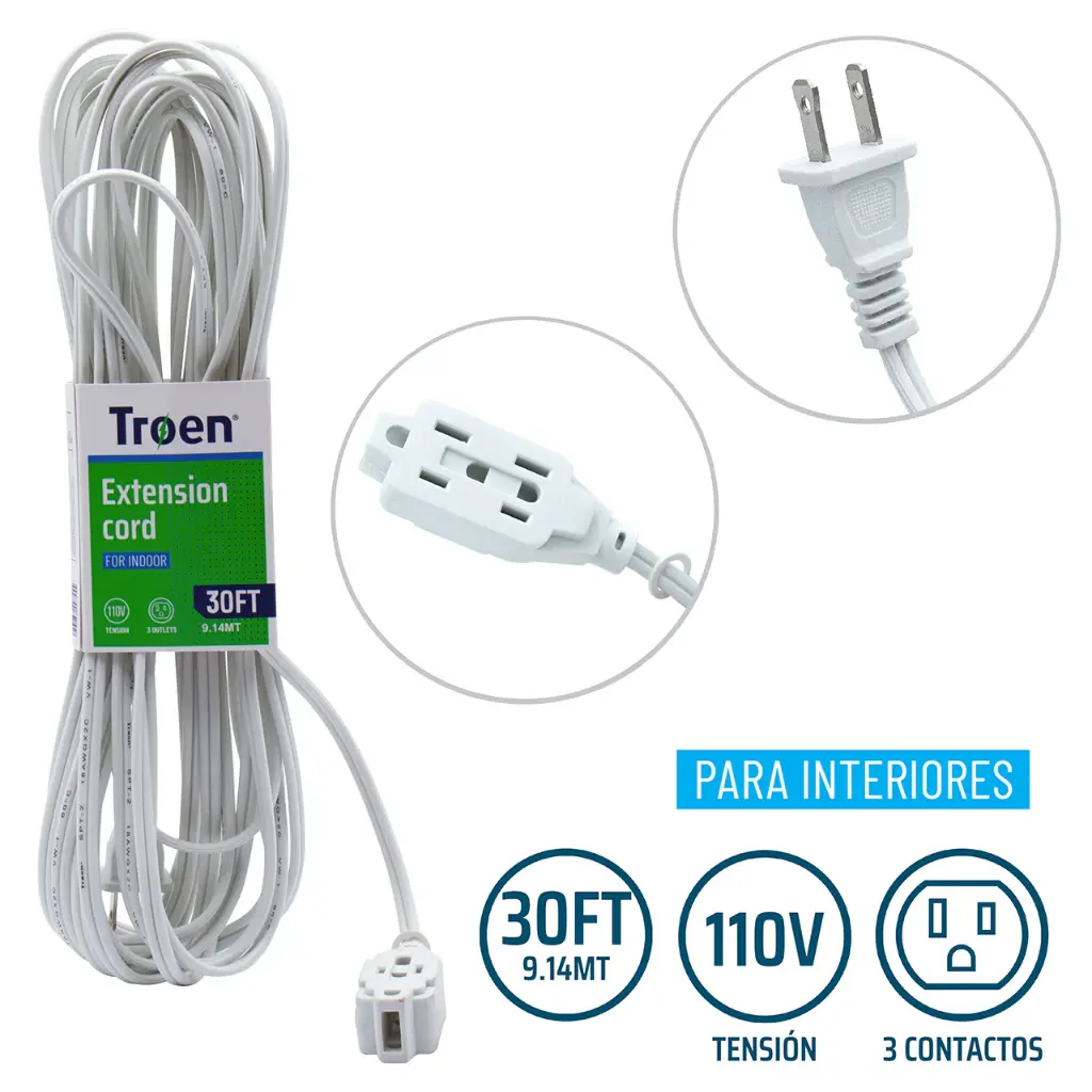 Extension Electrica Blanca 30ft TROEN