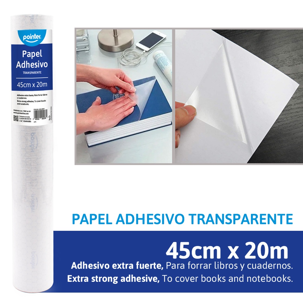 Papel Adhesivo Transparente 45cm X 20m POINTER