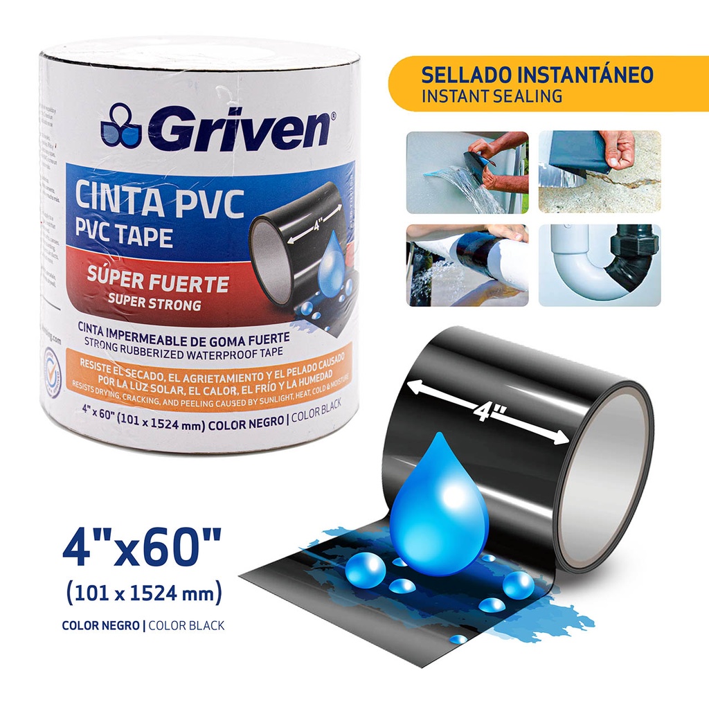 Cinta PVC 4 X 60" Negro GRIVEN 