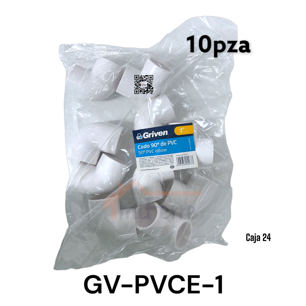 Codo PVC 1" X 90 10pza GRIVEN