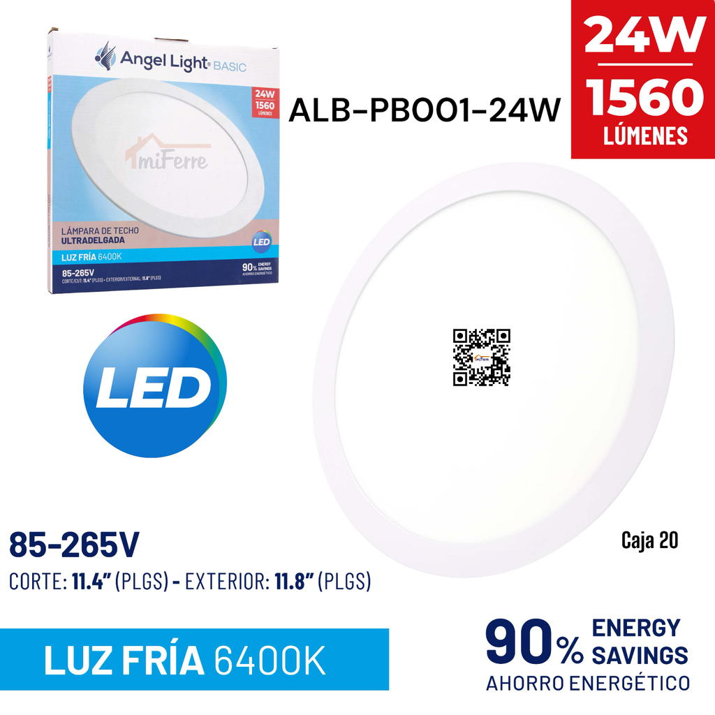 Lampara Led de Techo Ultradelgada Redonda 24W 6400K ANGEL LIGHT Basic