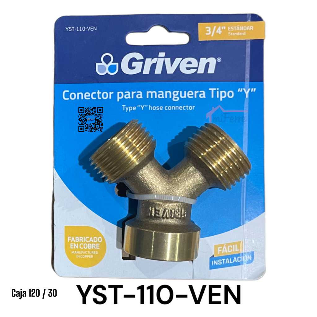 Conector para Manguera Tipo Y 3/4" GRIVEN