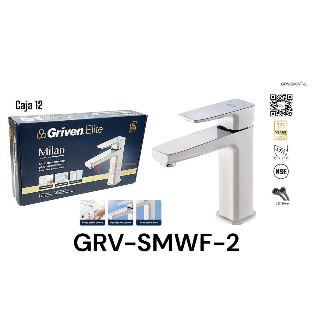 Grifo Monomando para Lavamanos Milan GRIVEN Elite