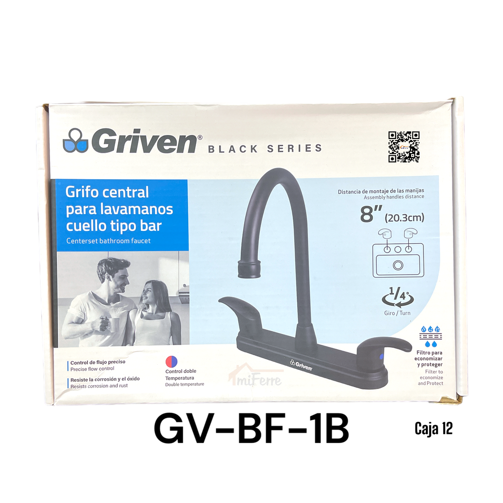 Grifo para Fregadero Doble Manija Cuello Alto GRIVEN Black Series