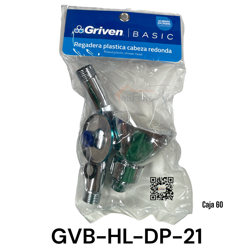 Regadera Plastica Cabeza Redonda GRIVEN Basic