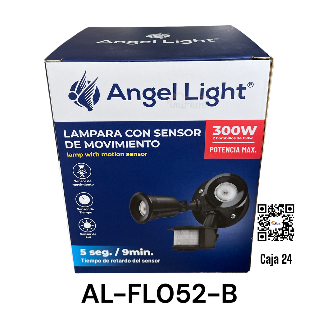 Lampara con Sensor de Movimiento 300W Negro ANGEL LIGHT