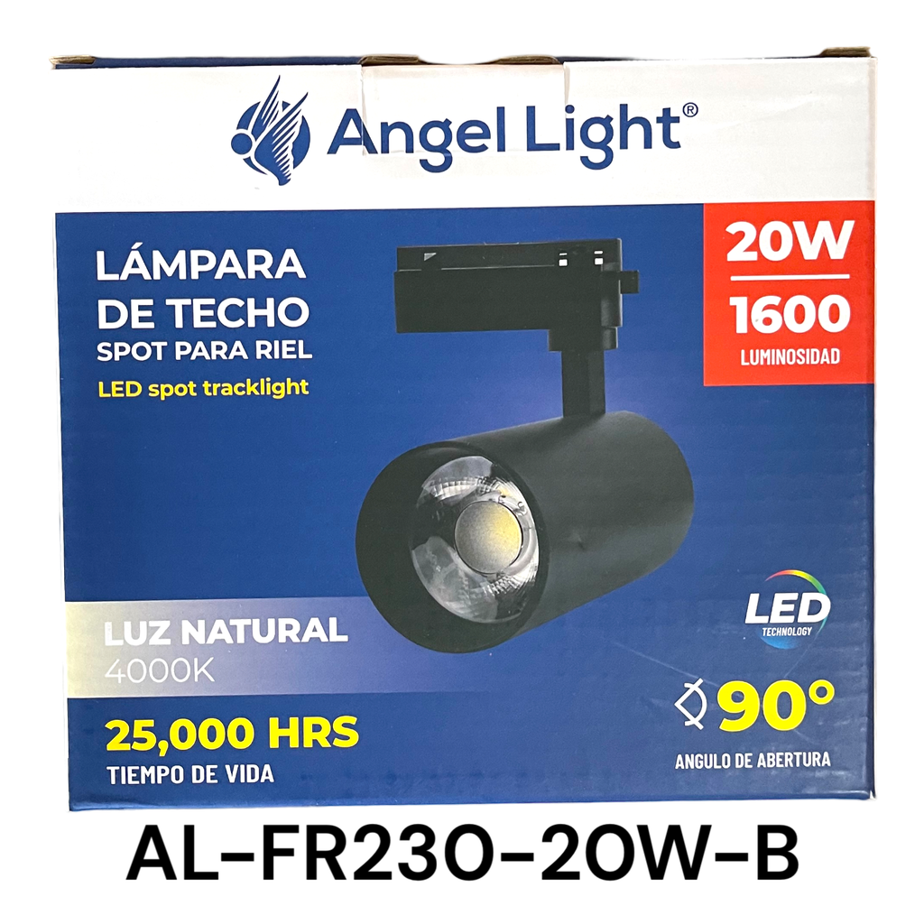 Lampara de Techo Spot para Riel 20W 4000K Negro ANGEL LIGHT