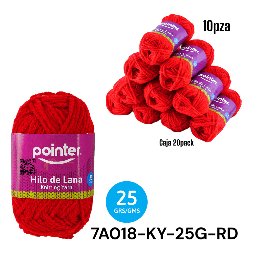 Hilo de Lana 25g Rojo 10pza POINTER