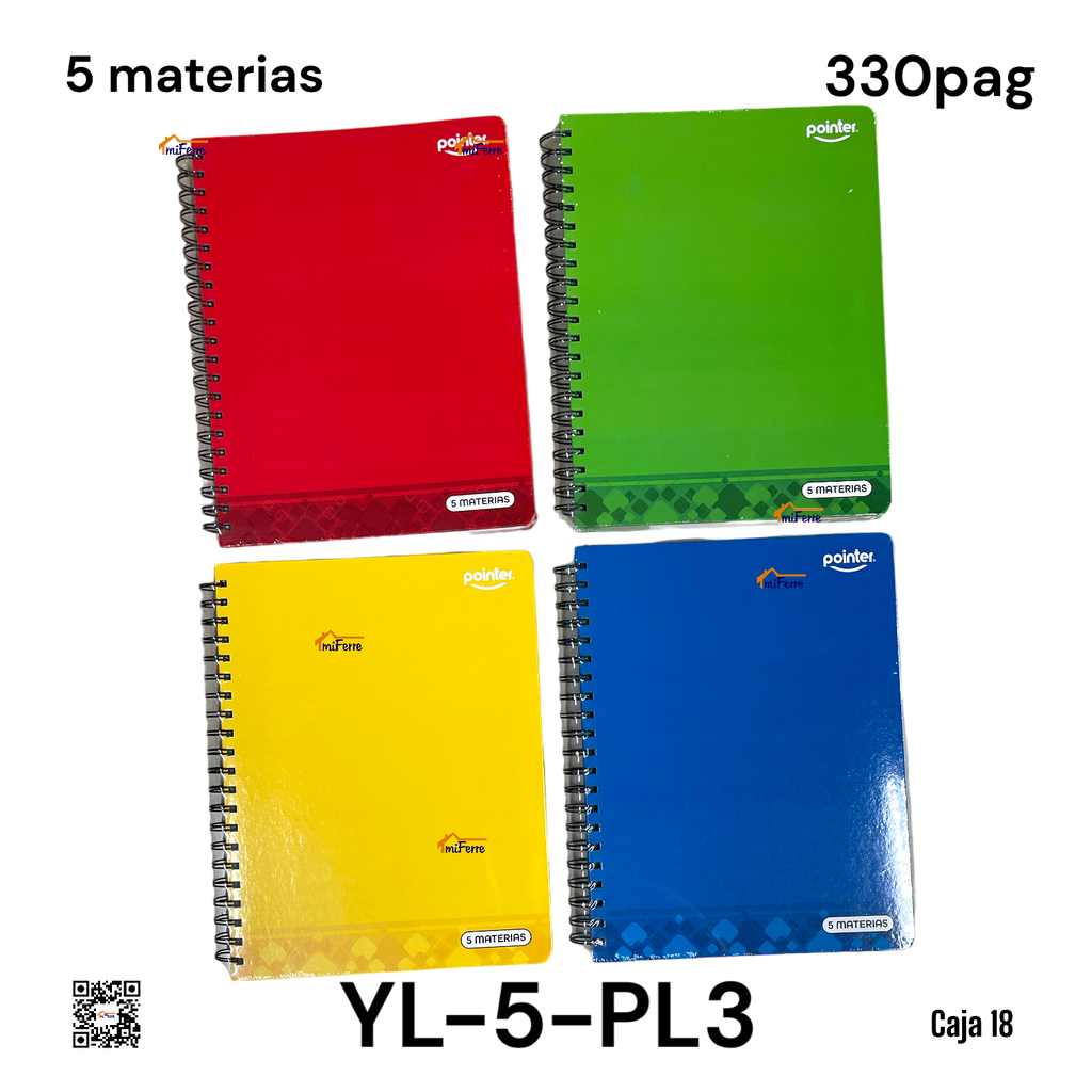 Cuaderno Espiral 5 Materias 330pag POINTER