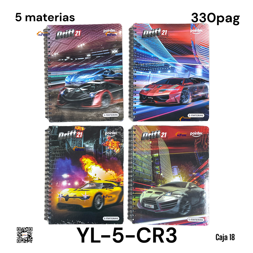 Cuaderno Espiral 5 Materias 330pag POINTER