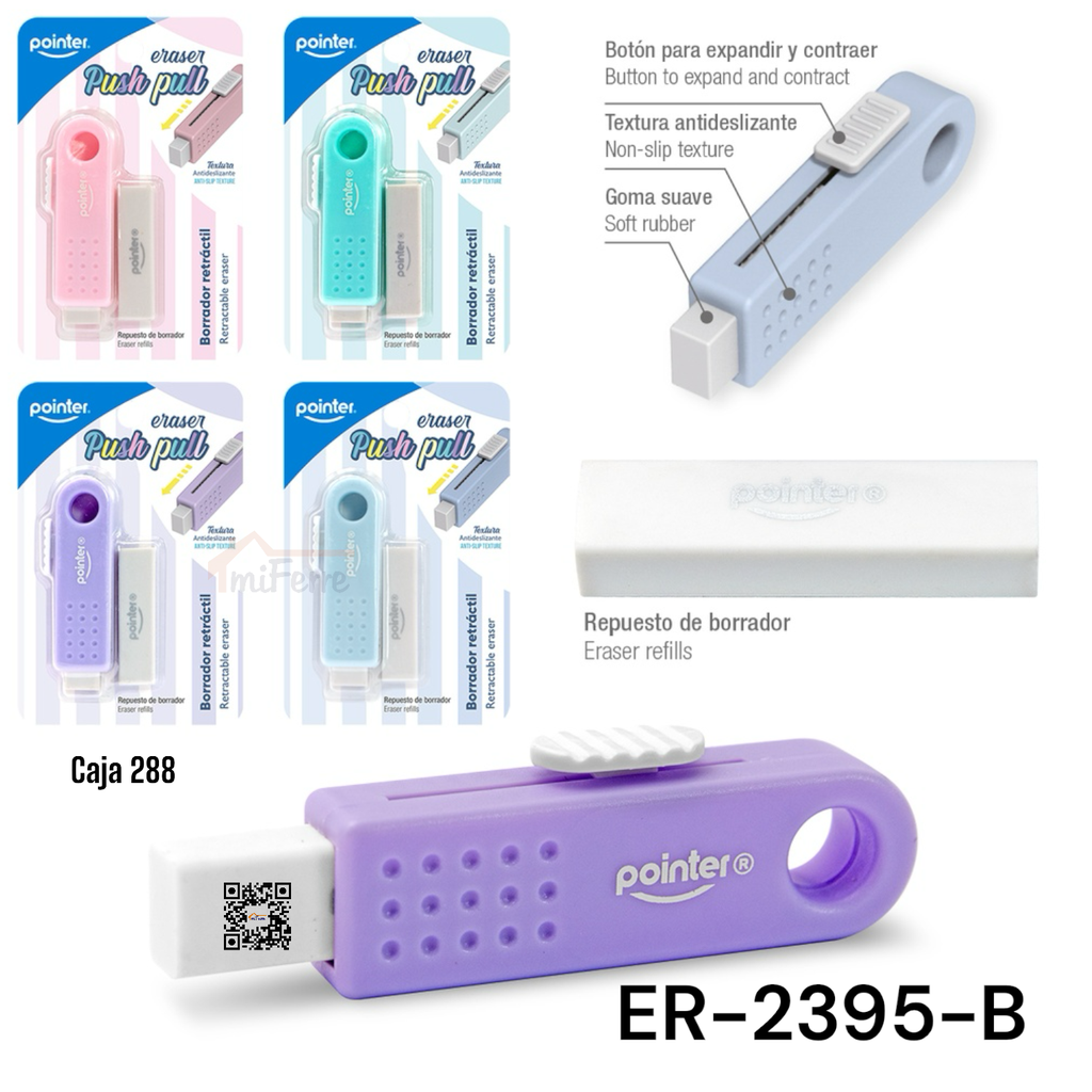 Borrador Retractil con Repuesto POINTER