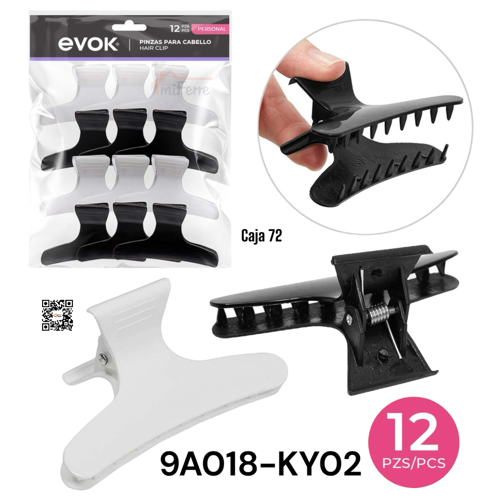 Pinzas para Cabello 12pza EVOK