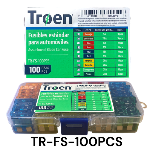 [TR-FS-100PCS] Fusibles Estandar para Automoviles 100pza TROEN 