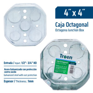 [TR-MJ-18] Cajilla Octagonal 4 X 4" 1/2 - 3/4" TROEN